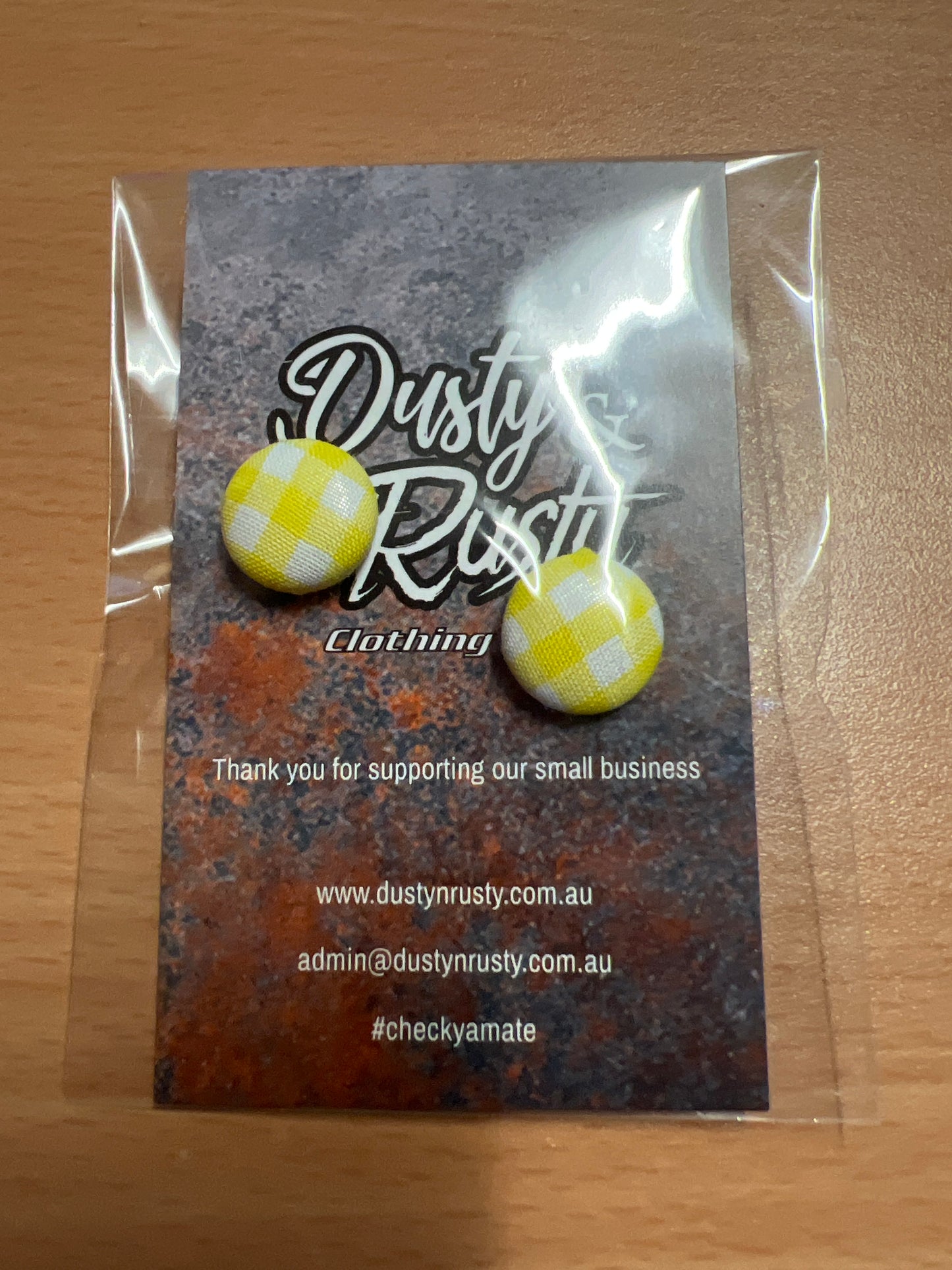 Small Check Stud Earrings-050