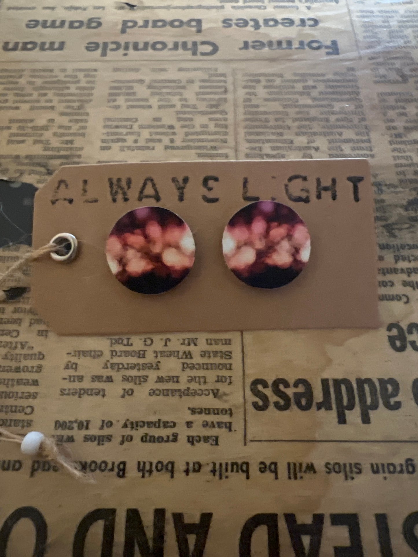 Pink Sunset Earrings (2cm round)