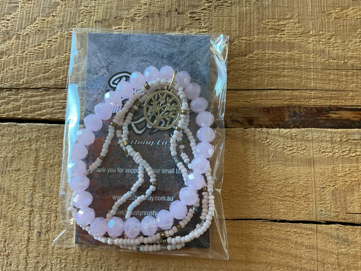 Pink Beaded Bracelet Set