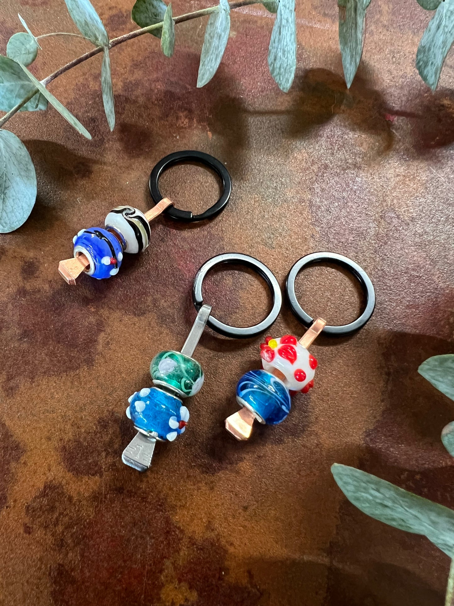 Horse Shoe Nail Keyring - Beaded