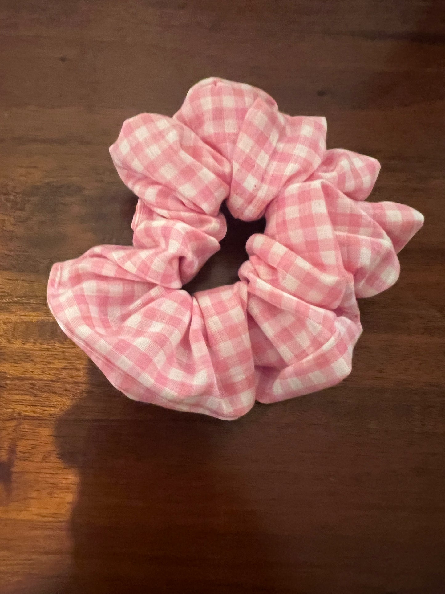 Pink Check Scrunchie