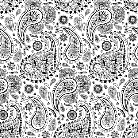 Paisley White Monochroma - Fat Quarter
