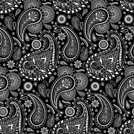 Paisley Black Monochroma - Fat Quarter