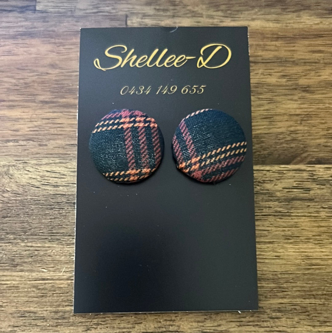 Earrings by Shellee-D - Large Navy & Red Tartan