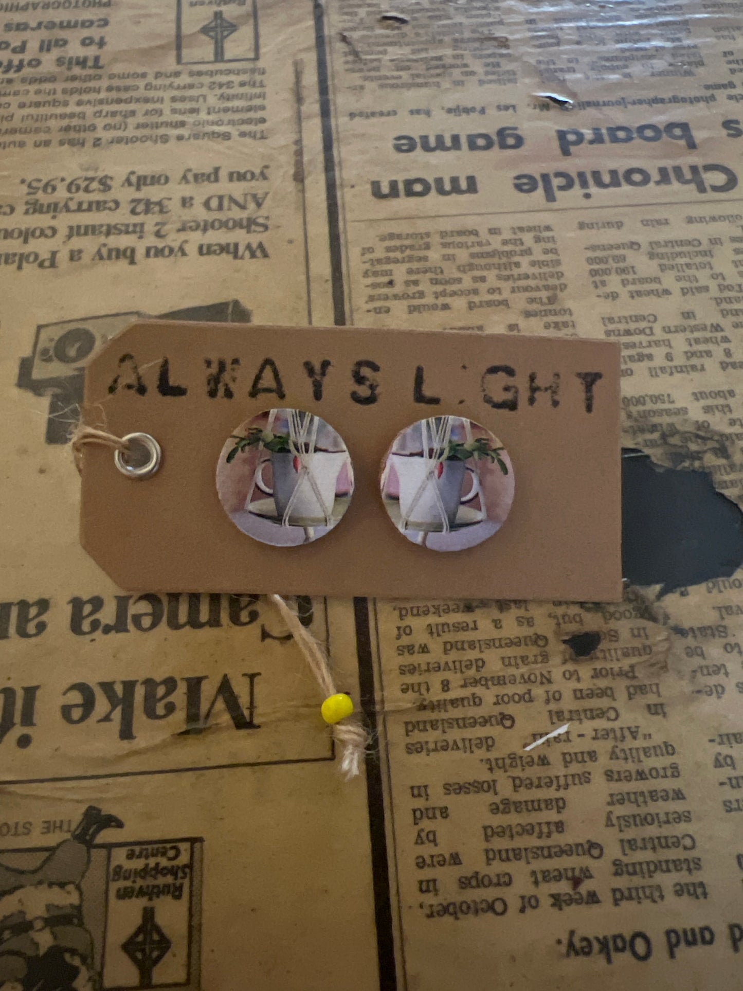 White Jug Earrings (2cm round)