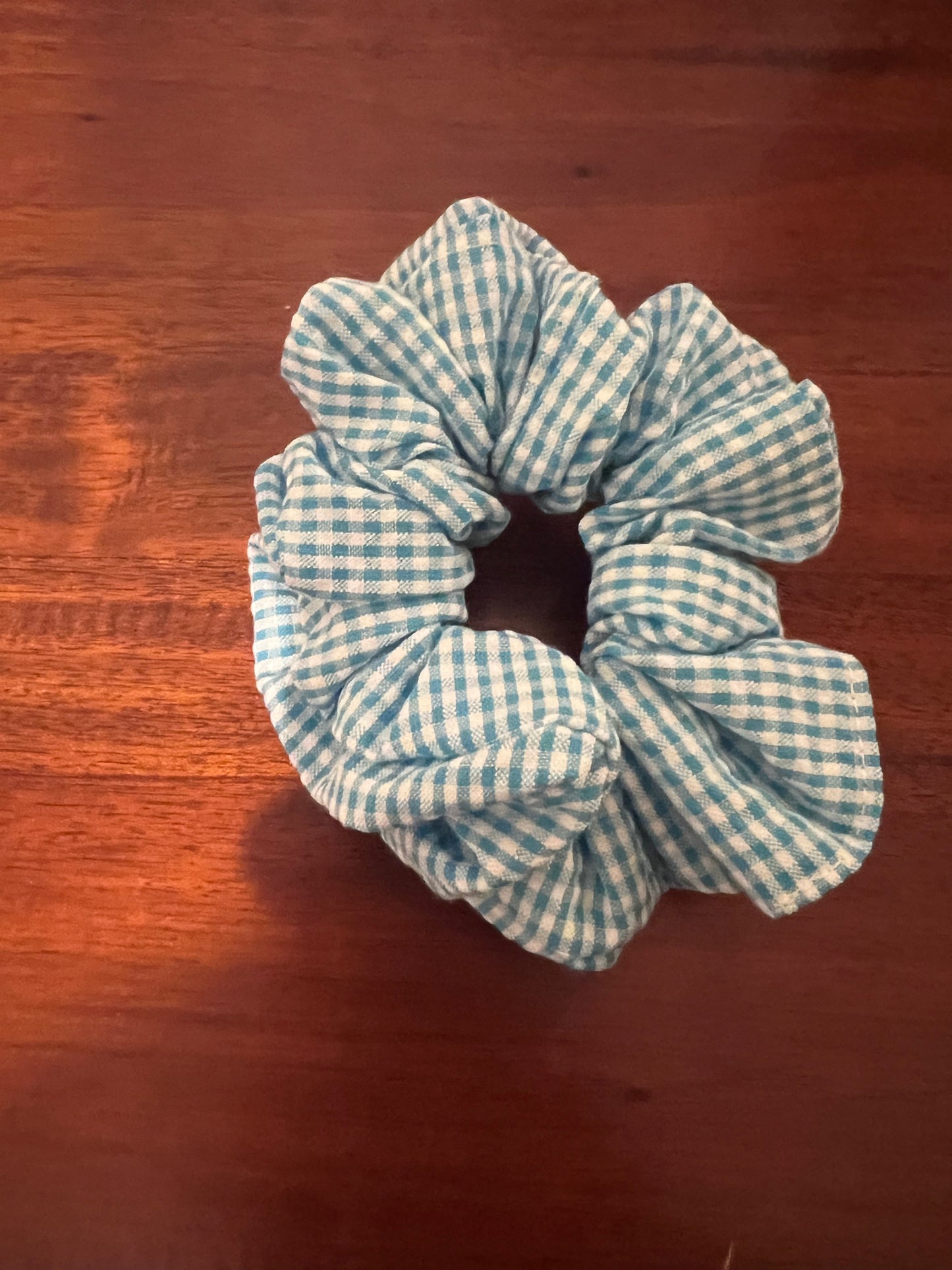 Blue Seersucker Scrunchie