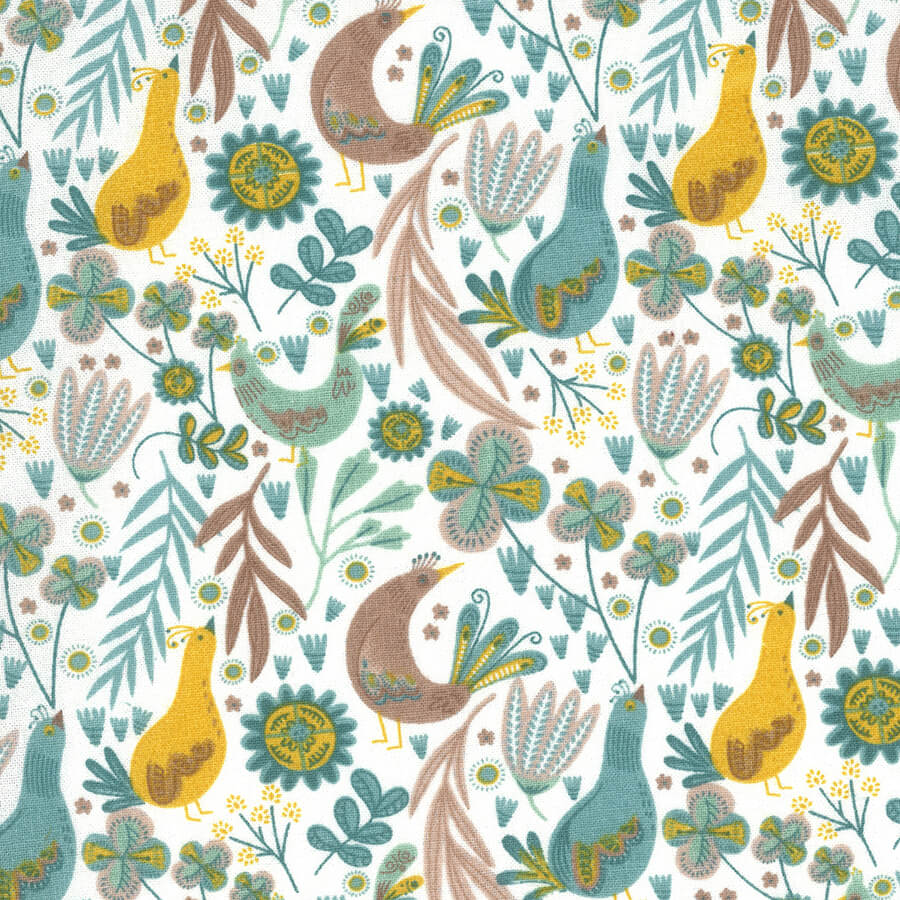 Freehand Birds - Bird Scene - Fat Quarter