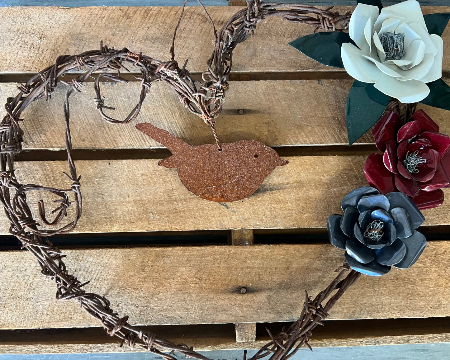Barbed wire wall art - heart