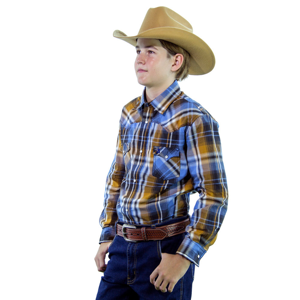 Bourke Blue/Brown Check Shirt - Boys