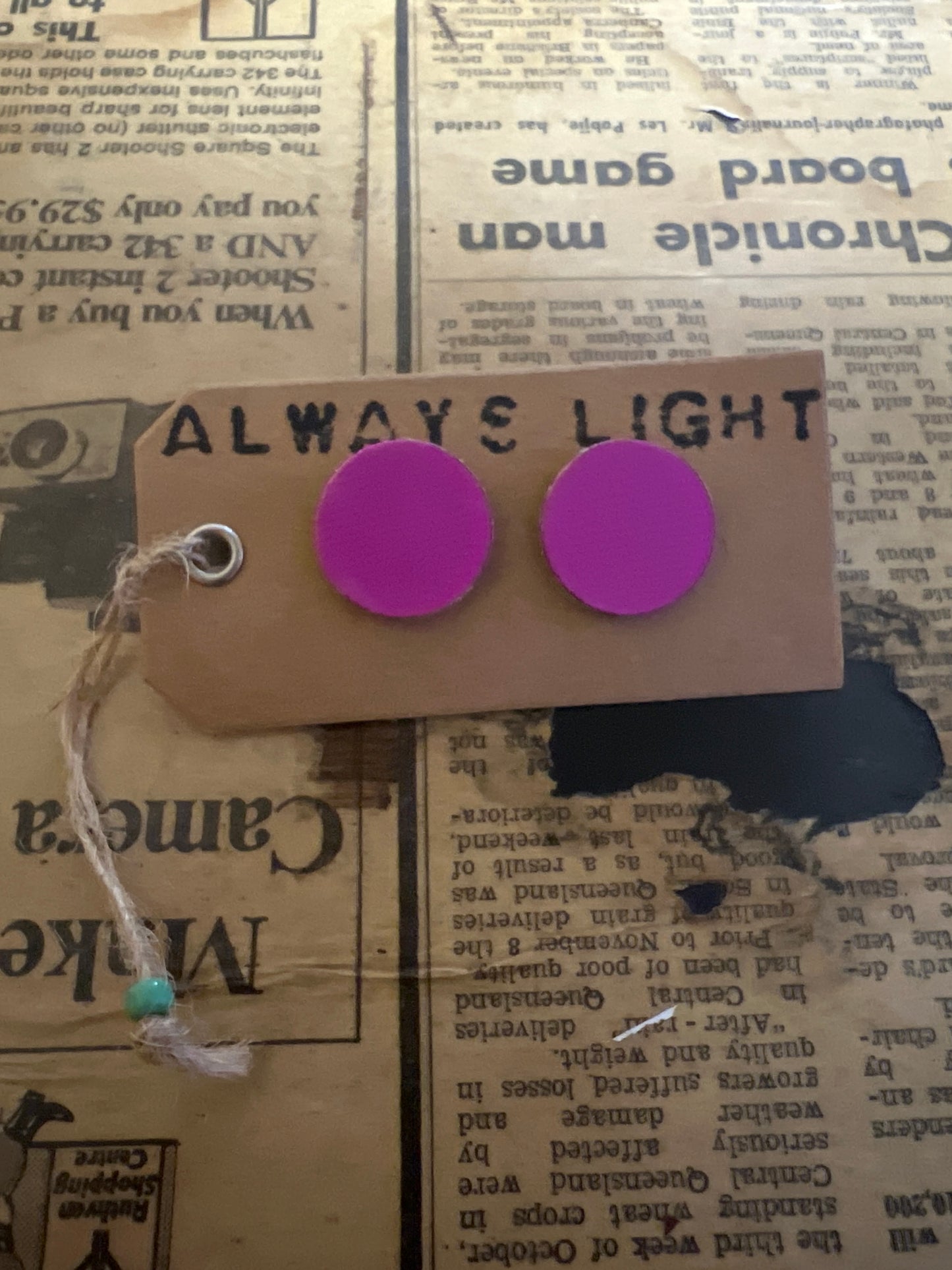 Hot Pink Earrings (2cm round)