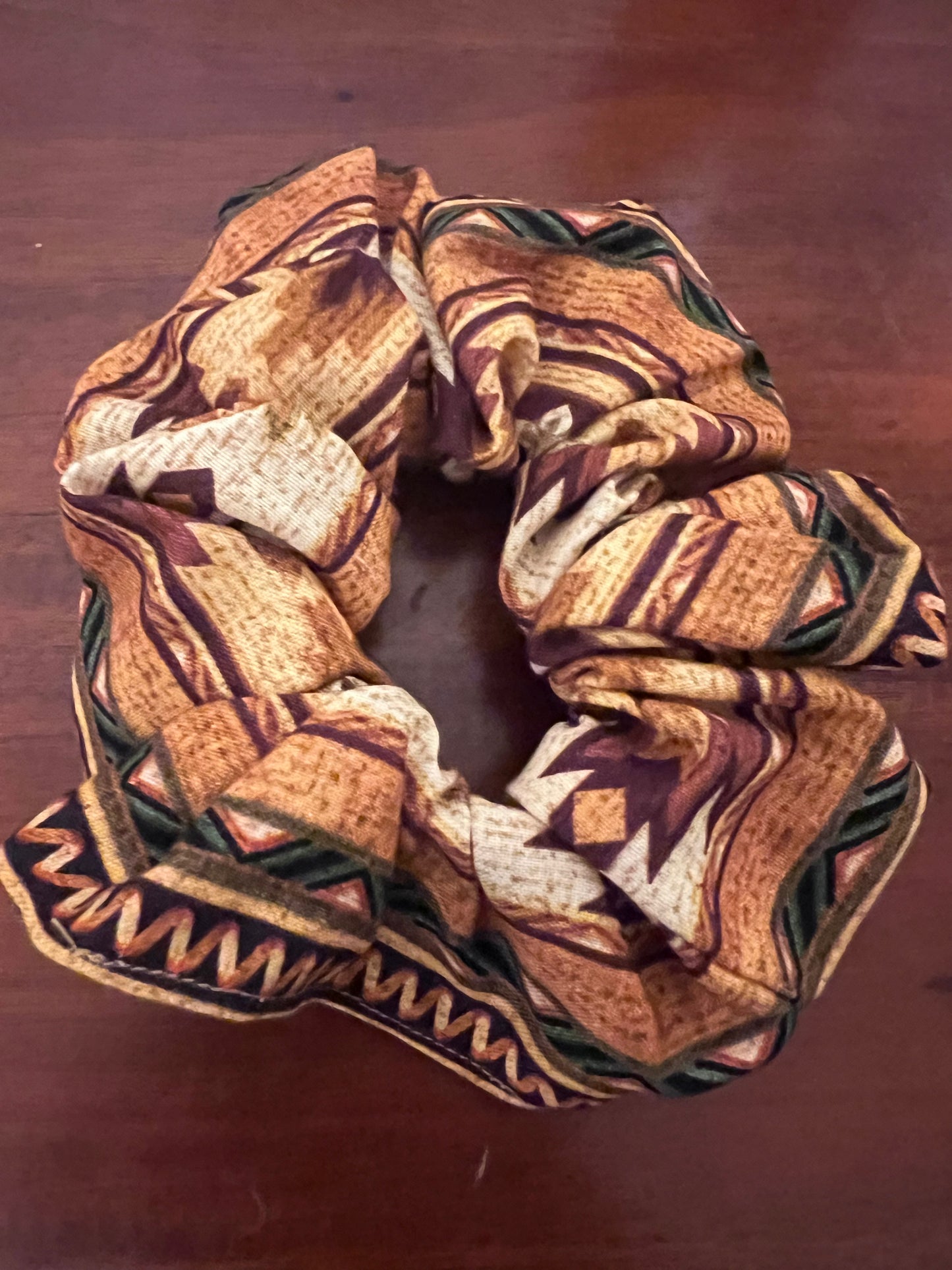 Rust Aztec Scrunchie