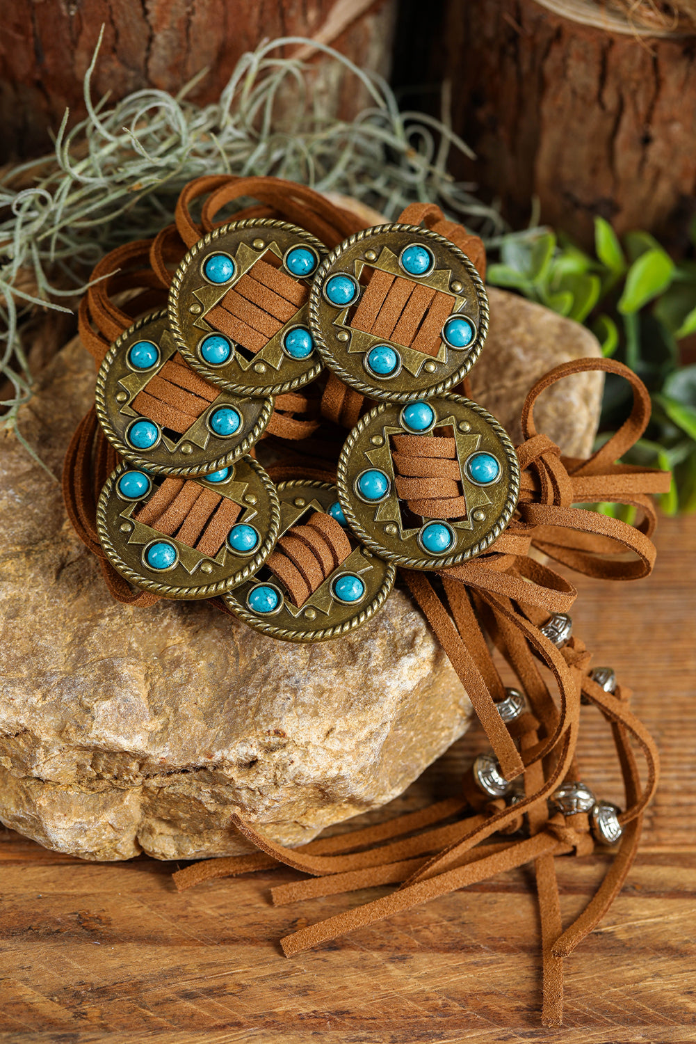 Turquoise and Chestnut Strap Belt