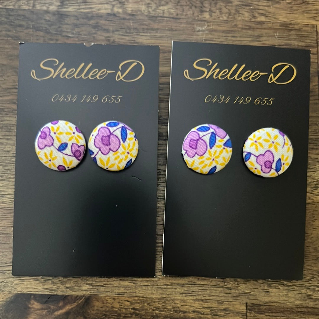 Earrings by Shellee-D - Mauve & Yellow floral