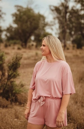 Lazee Luxe PJ Top - Dusty Pink