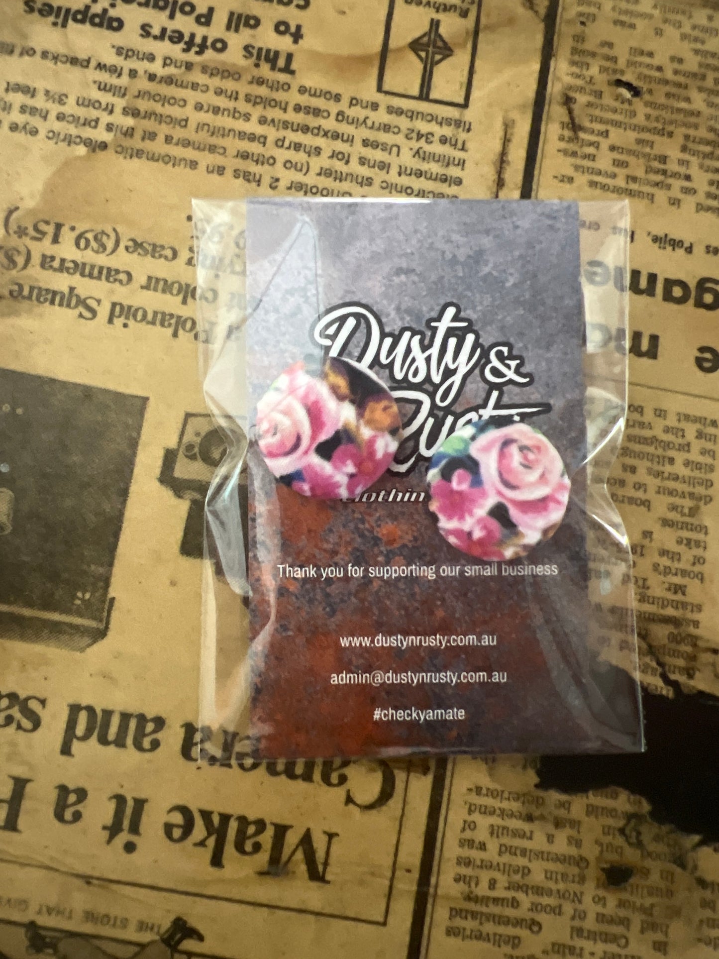 Pink Floral Stud Earrings