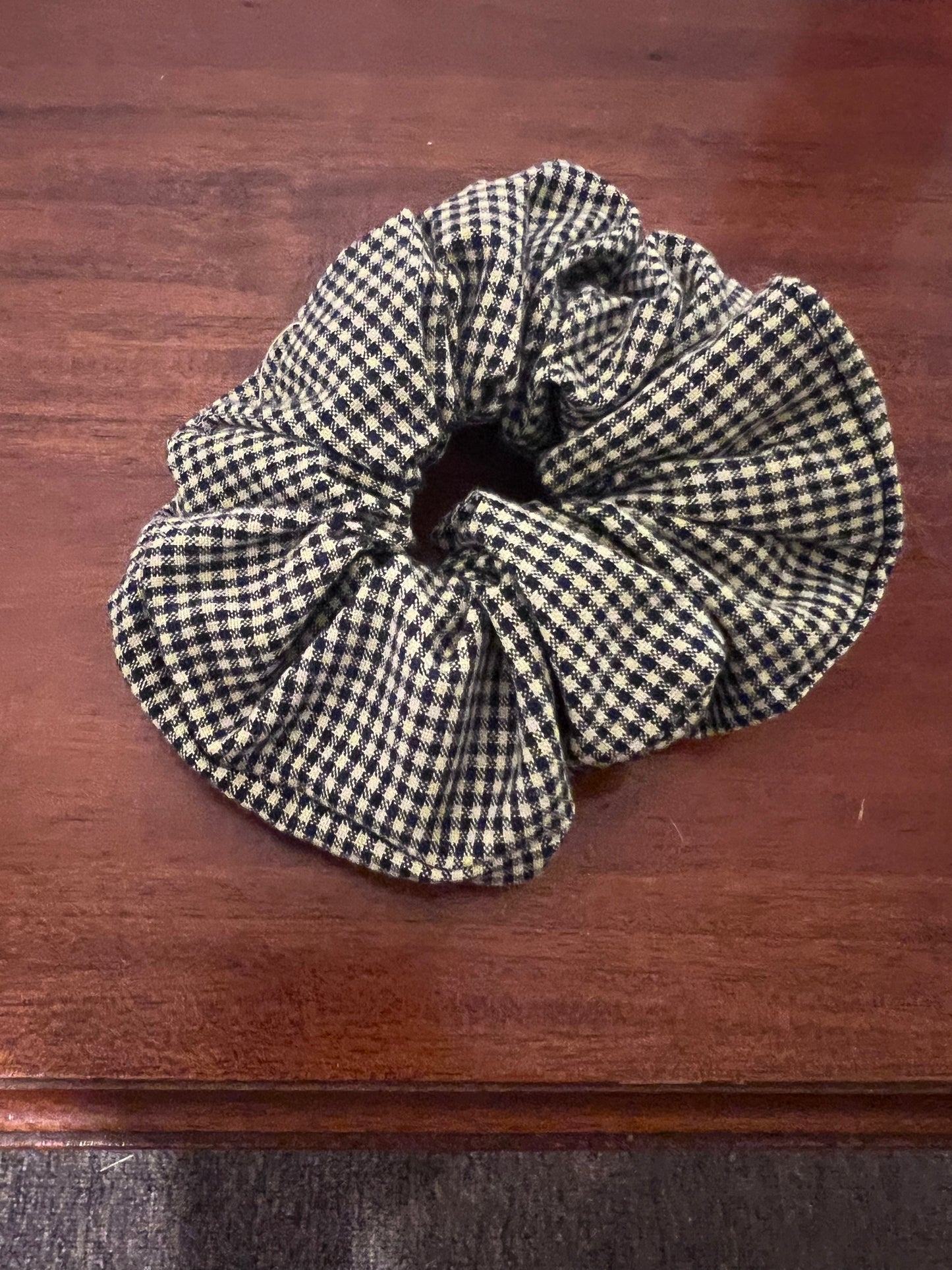 Vintage Black Gingham Scrunchie