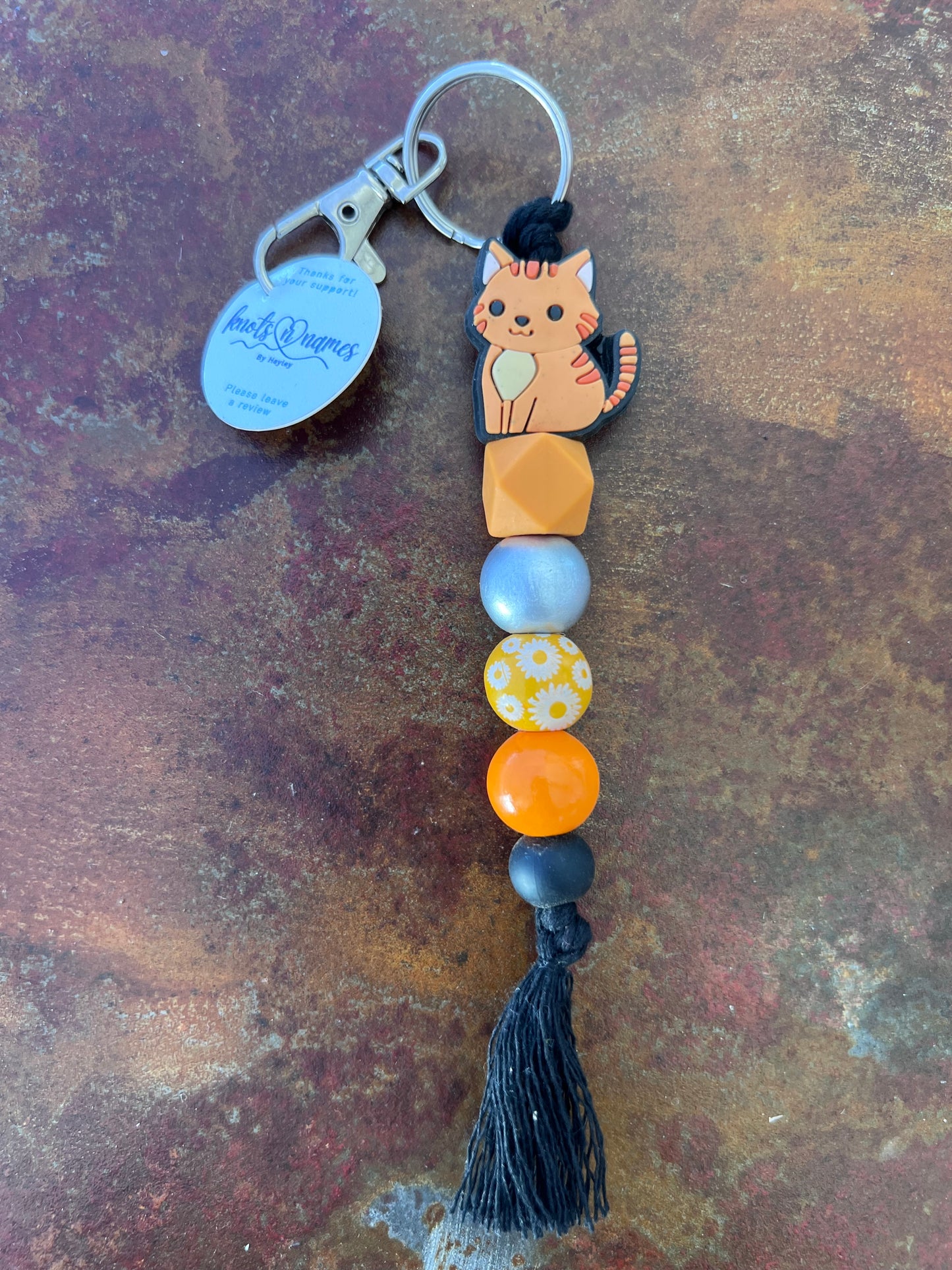 Ginger Kitten macrame keyring