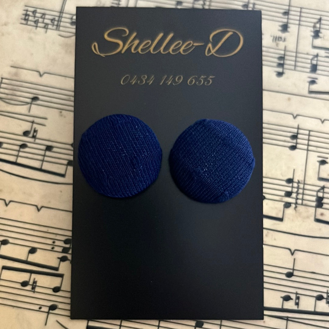 Earrings by Shellee-D - Navy Fabric