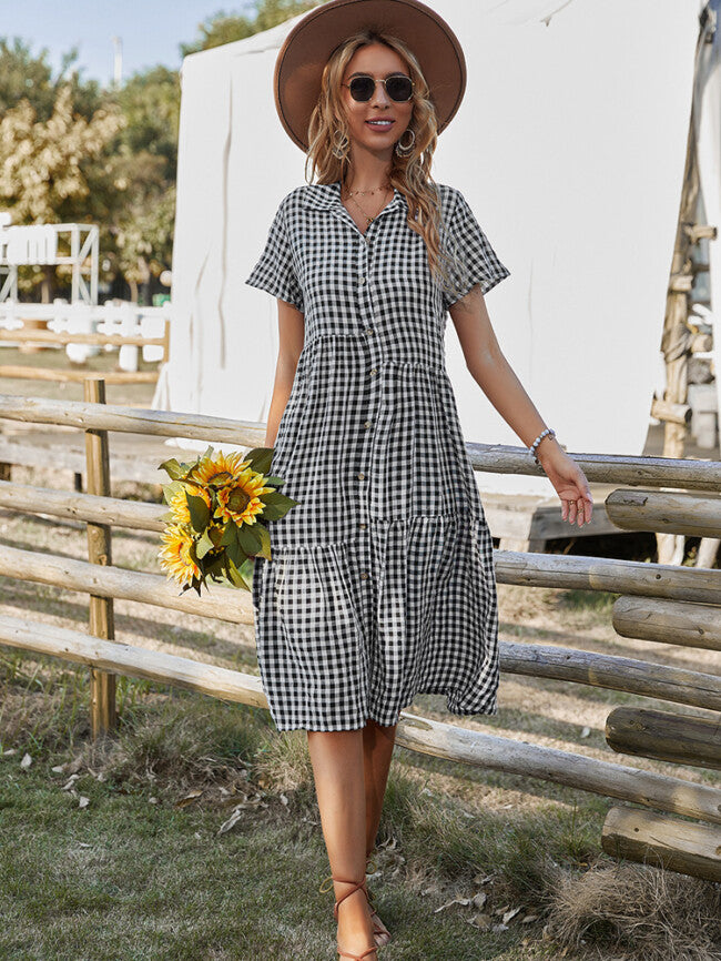 Georgia Plaid Dress - Black