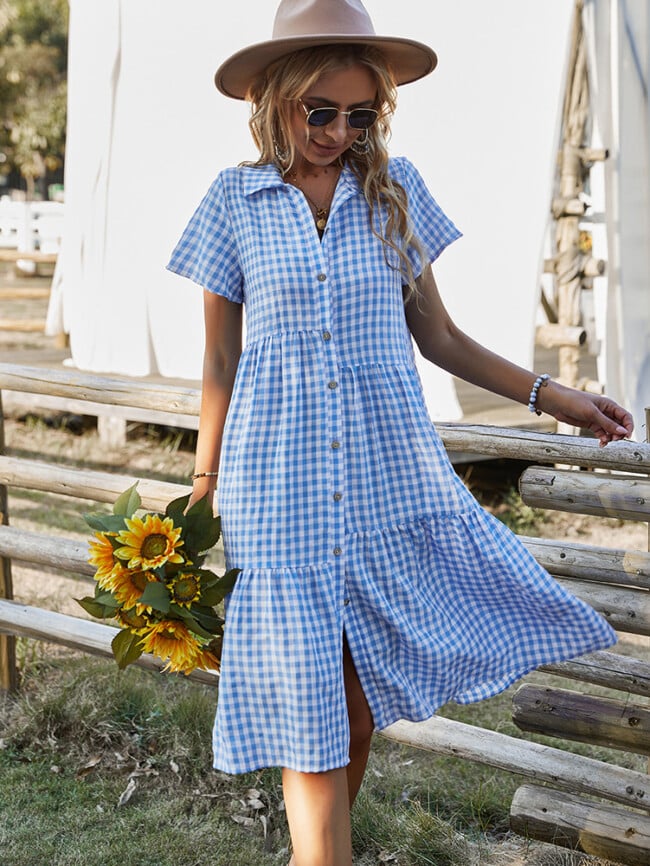 Georgia Plaid Dress - Blue
