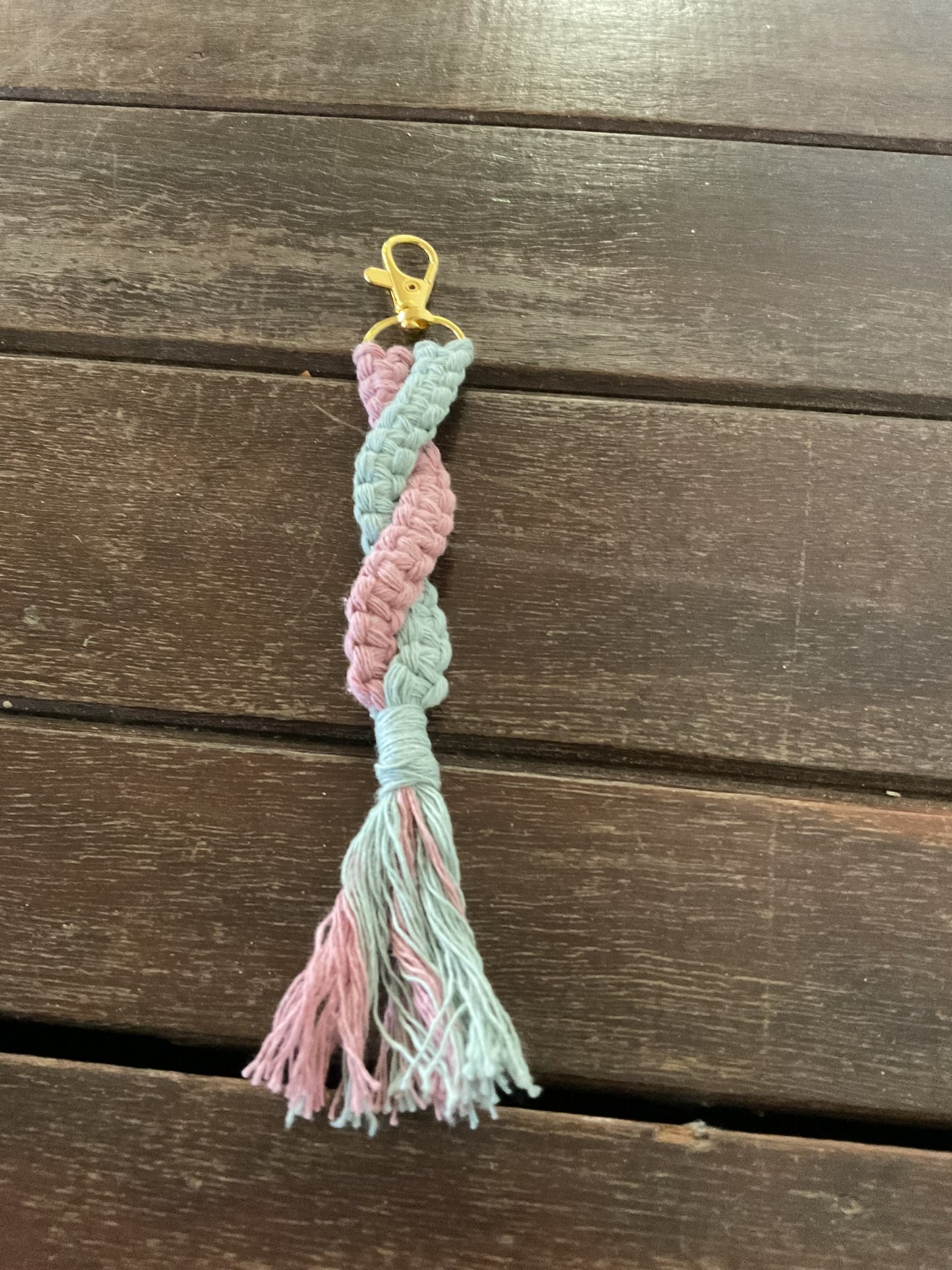 Handmade key ring - Dusty Pink & Dusty Mint