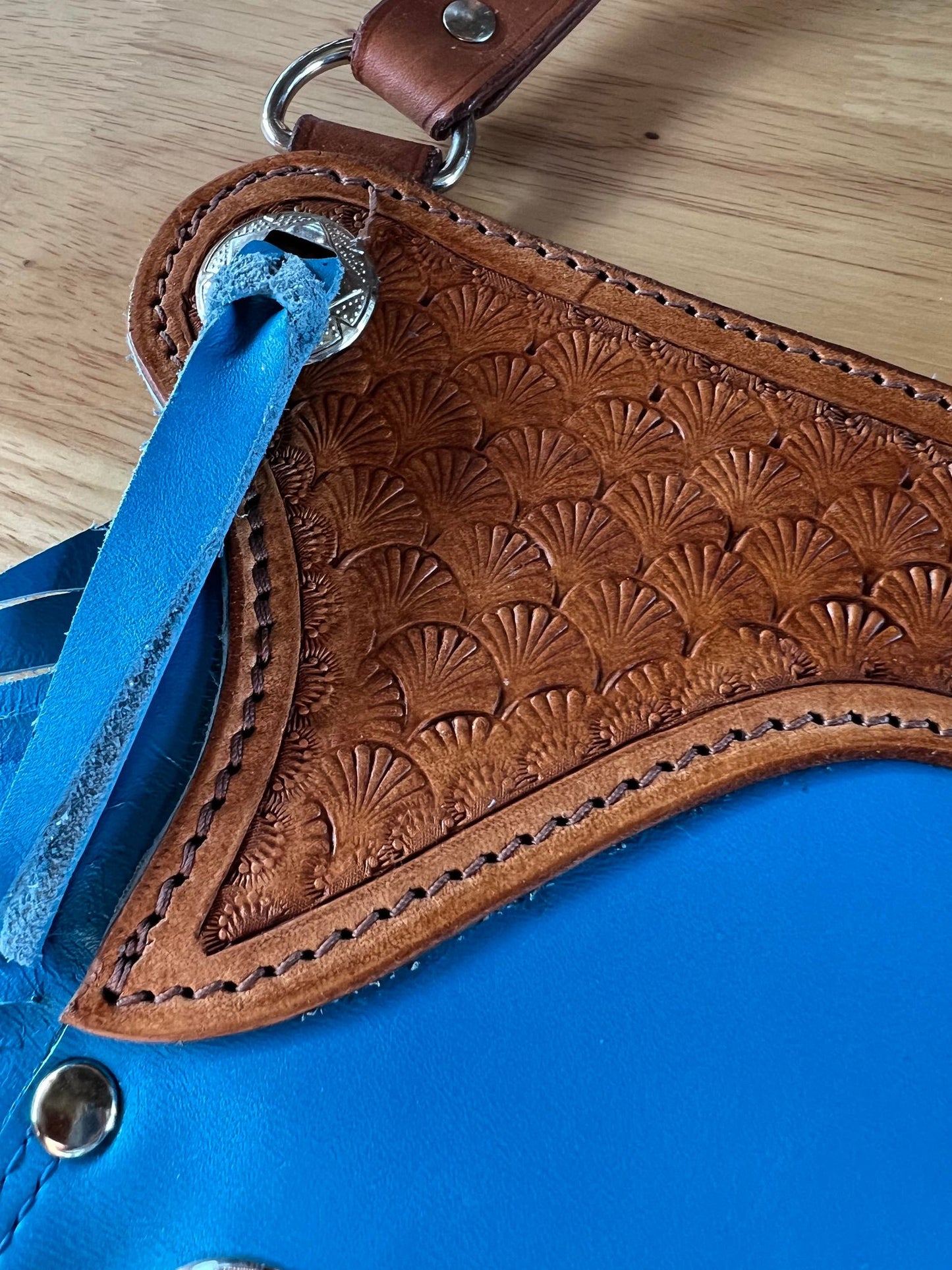 Handmade Leather Chap Bag - Blue