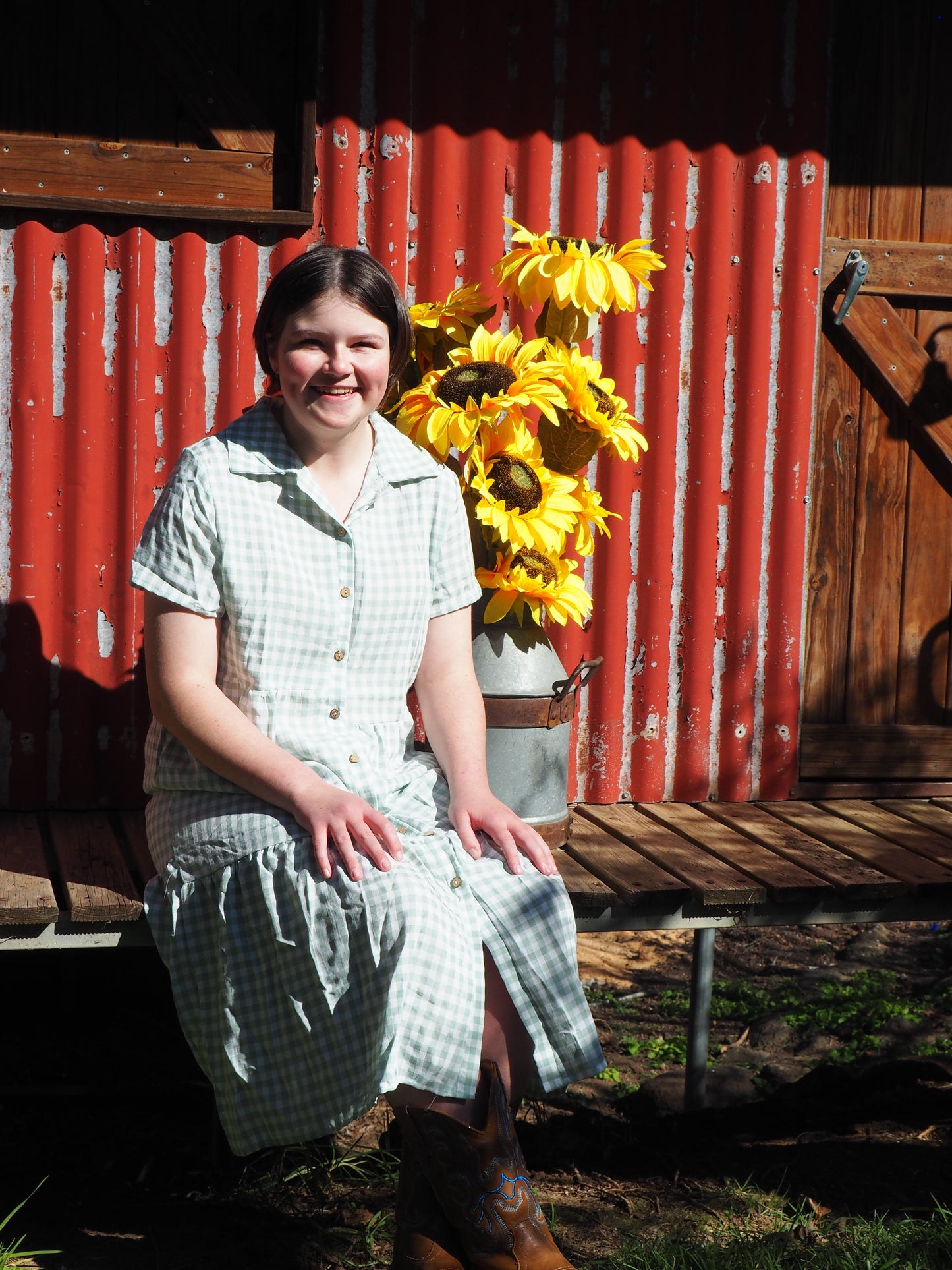 Georgia Plaid Dress - Green