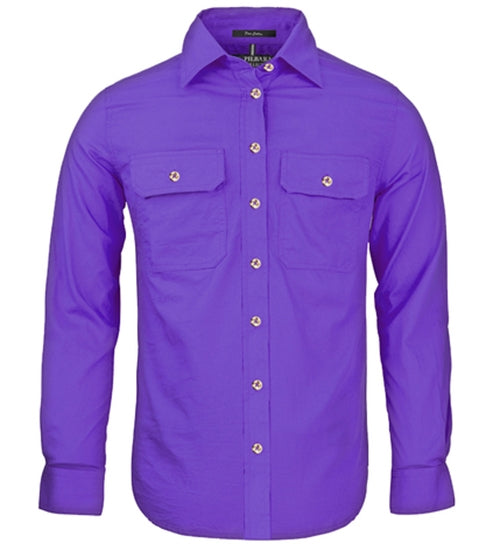 Women's Pilbara Open Front L/S Shirt - Purple