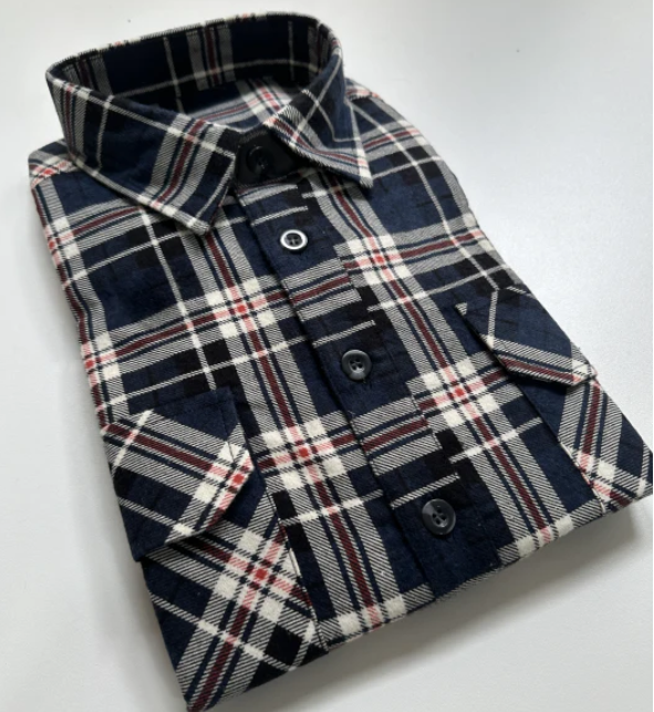 Pilgrim - Full Button Flannelette Shirt - Navy/Black