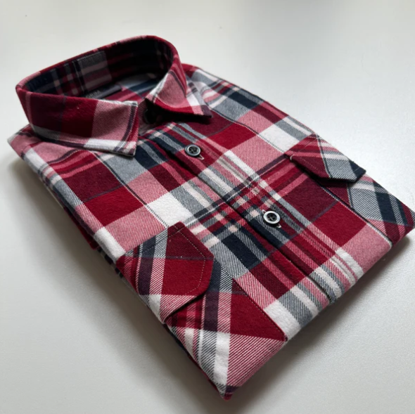 Pilgrim - Full Button Flannelette Shirt - Red Check
