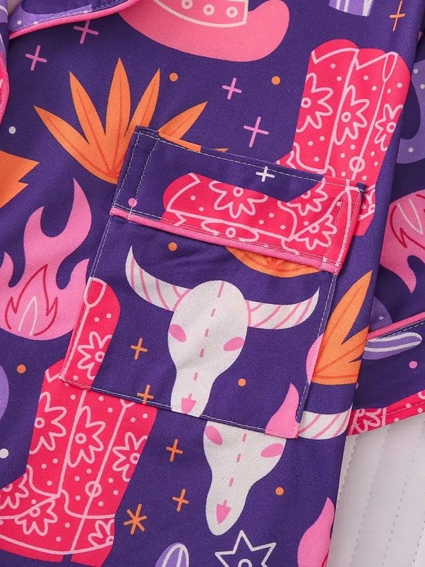 Purple Western Pajama Set