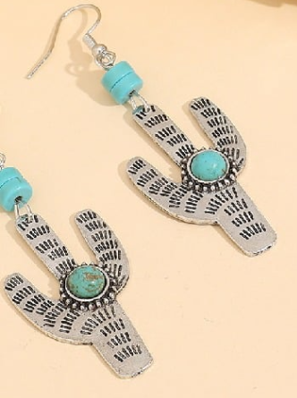 Silver Cactus Earrings