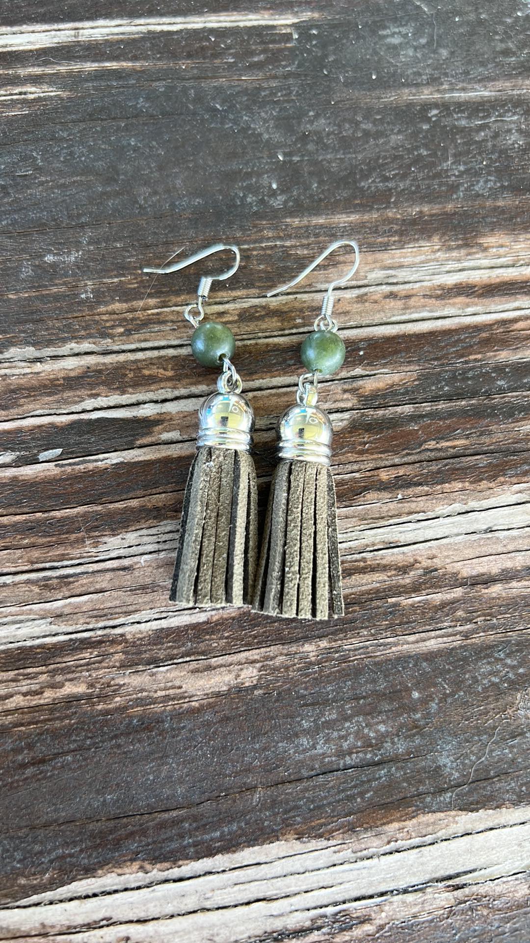Khaki Green Tassel Earrings -014