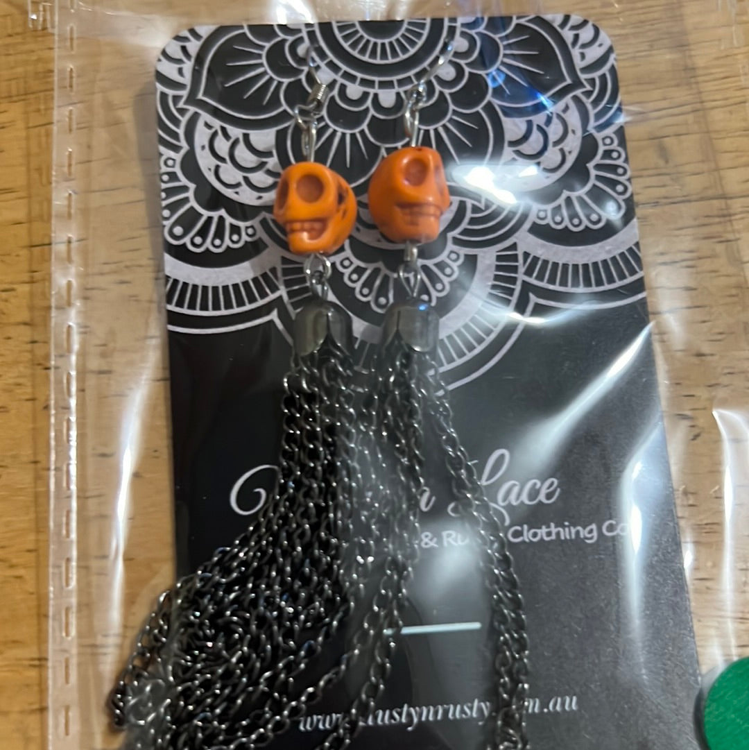 Handmade chain fringe earrings - 057