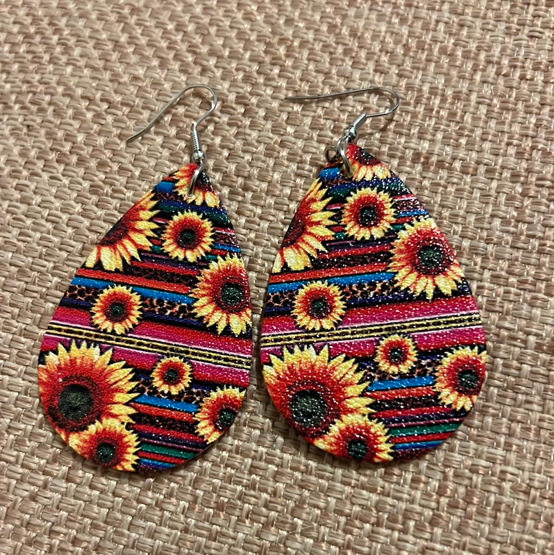 Bright sunflower teardrop earrings - 026