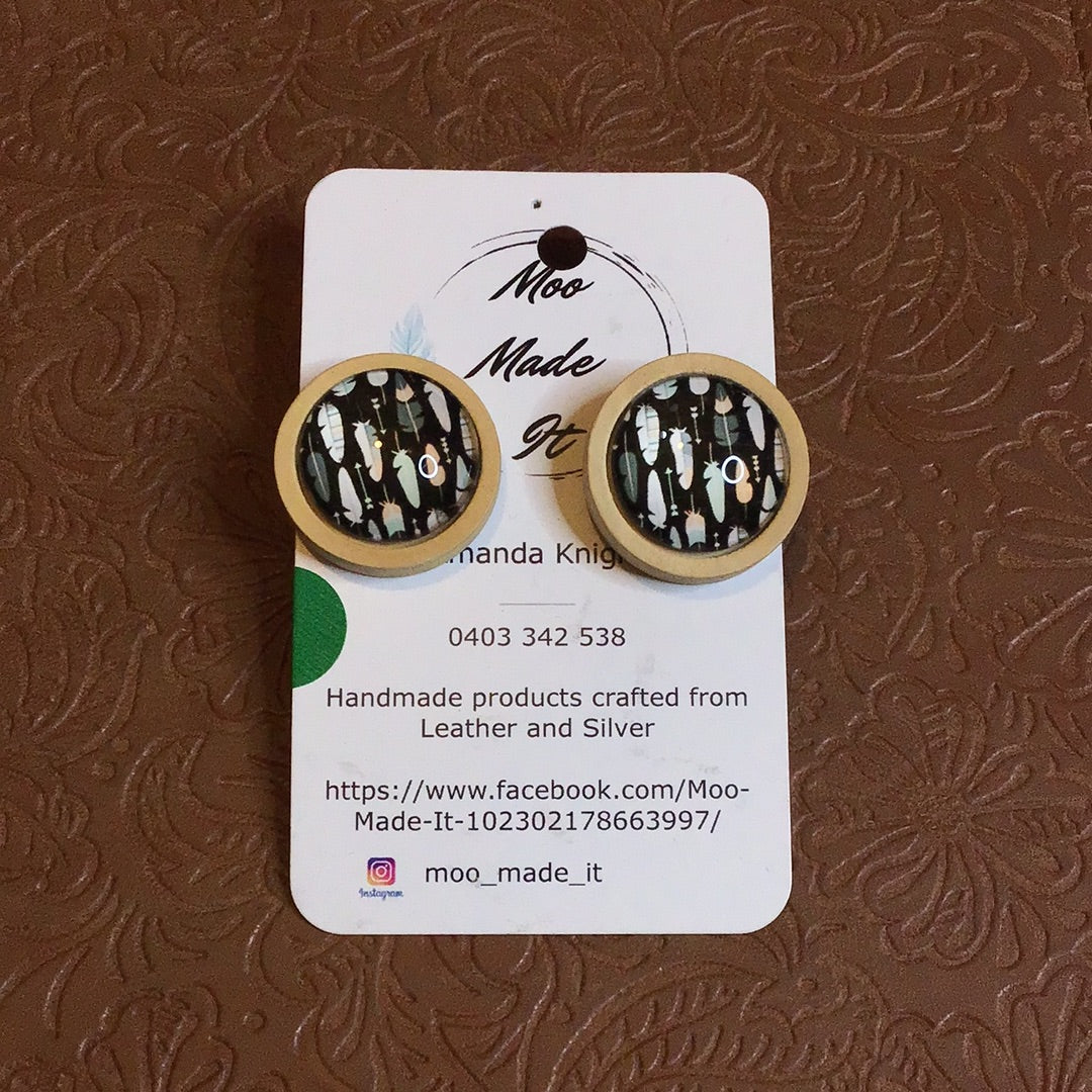 Feather & Timber earrings -M007