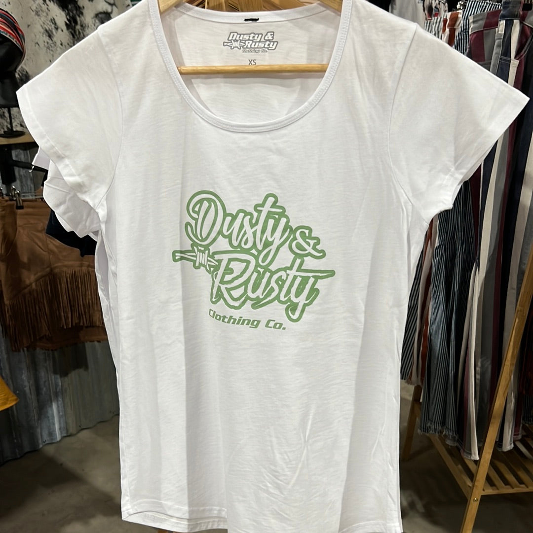 White & Sage Ladies Logo Tee