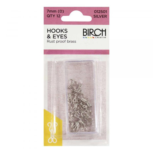 Hook & Eyes pk12 - 7mm Silver