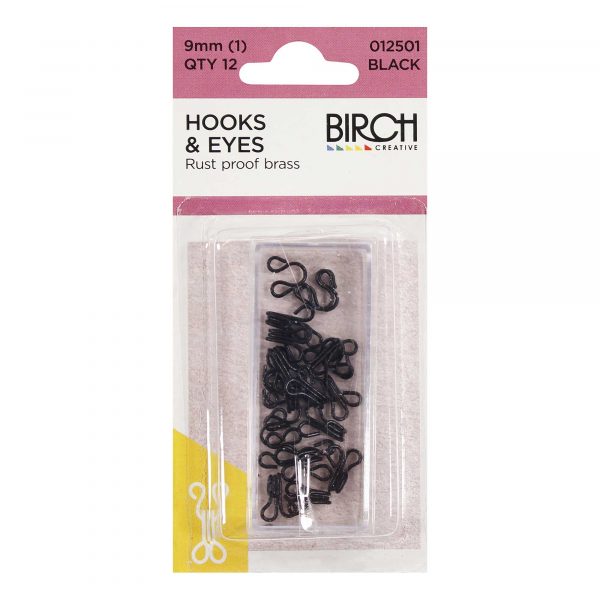 Hook & Eyes pk12 - 9mm Black