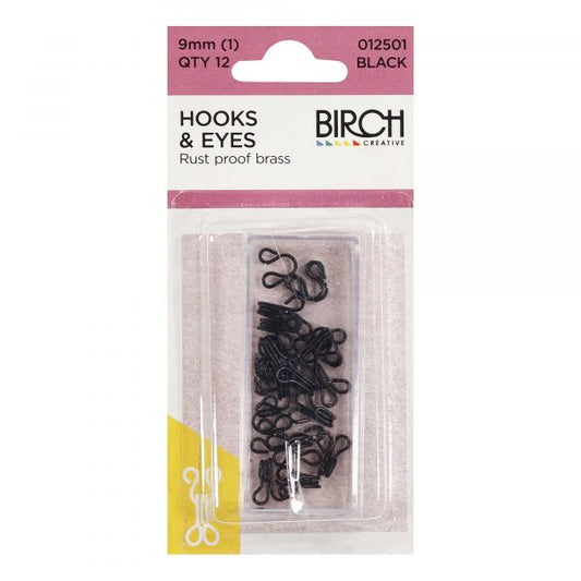 Hook & Eyes pk12 - 9mm Black