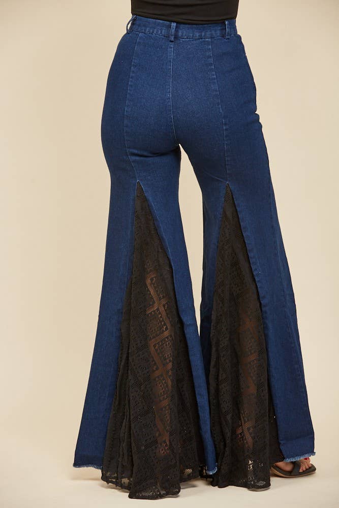 LACE DETAIL WIDE LEG JEANS DENIM RESTOCK