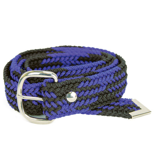Braided Nylon Belt - Black/Cobalt