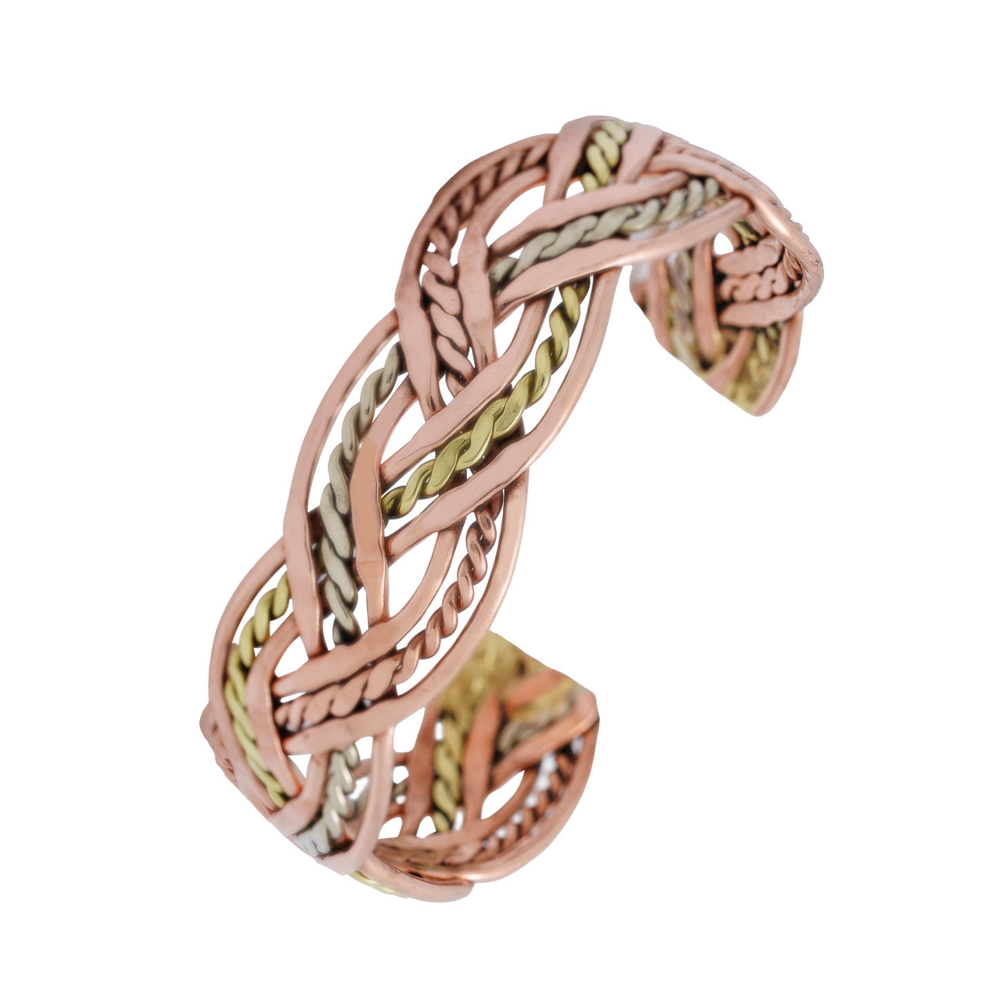 Tri-tone Braided Cuff Bracelet - 4040