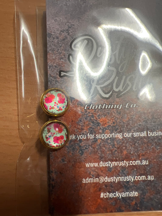 Pink Flowers Clip-on Earrings
