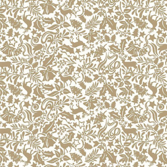 Woodland Christmas Enchanted Forest Gold - Fat Quarter