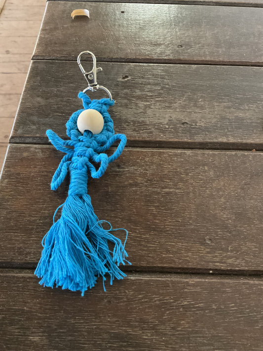 Handmade Bead Key Ring - Cobalt Blue