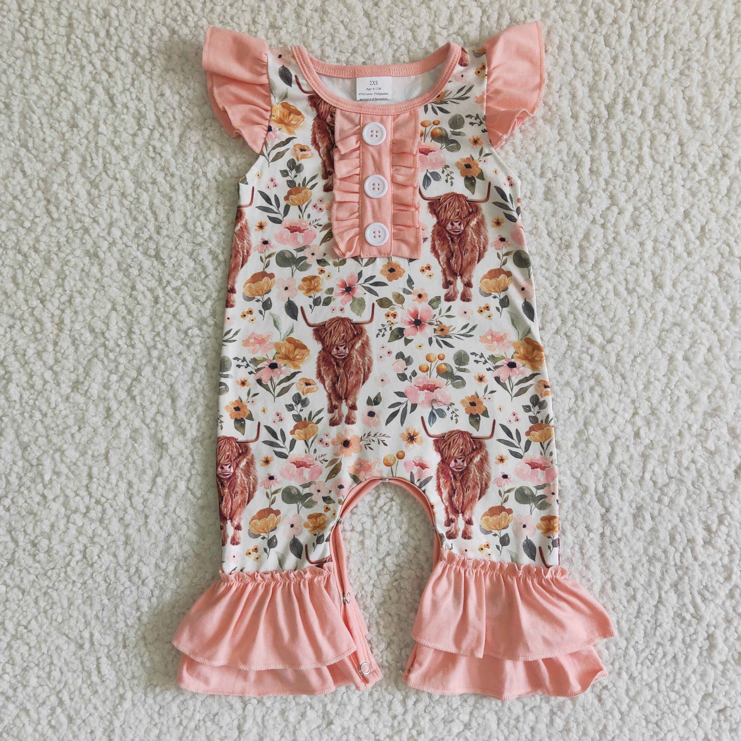 Baby girls western cow print romper