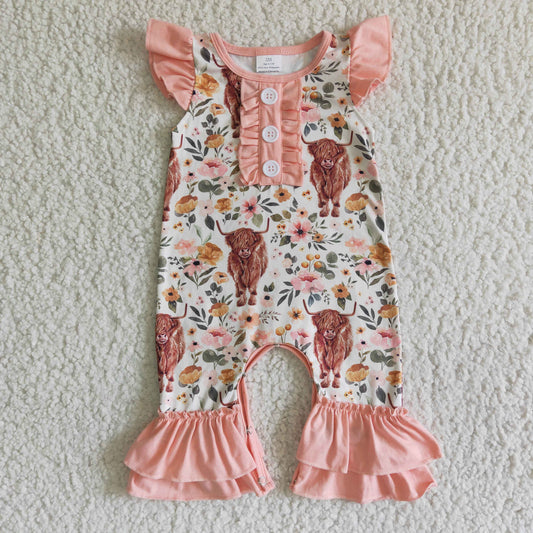 Baby girls western highland cow romper