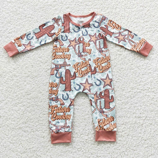 Baby Kids Western Cactus Zip Rompers