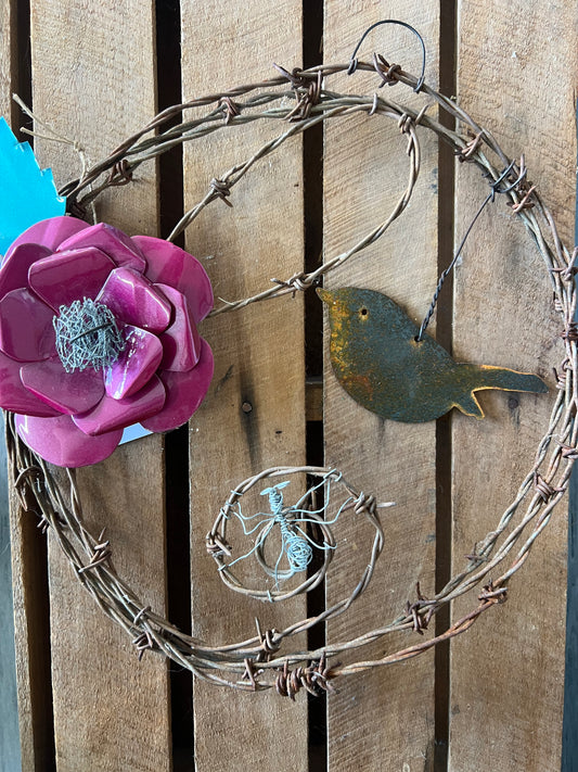 Barbed wire wall art - circle
